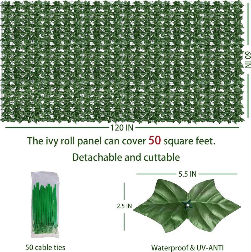 ODTORY Artificial Ivy Privacy Fence Wall Screen,60X120 in UV-Anti Faux Greenery Backdrop Ivy Vine Leaf Hedges Fence Panels for Patio, Balcony, Garden, Backyard Indoor Outdoor Green Wall Decor - Image 2